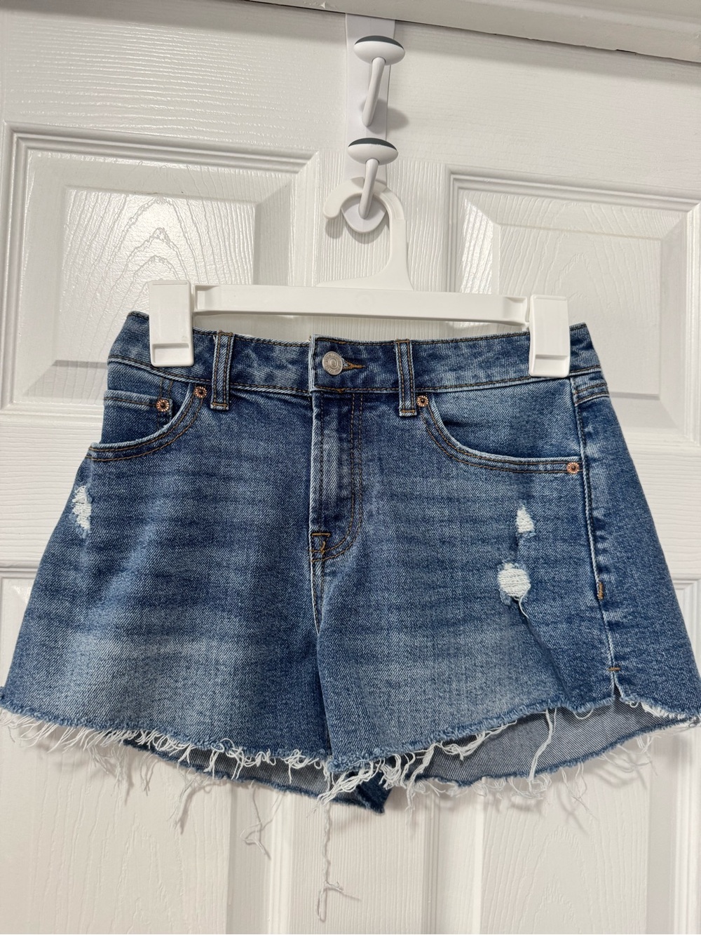 Rewash Blue Distressed Frayed Hem Denim Shorts